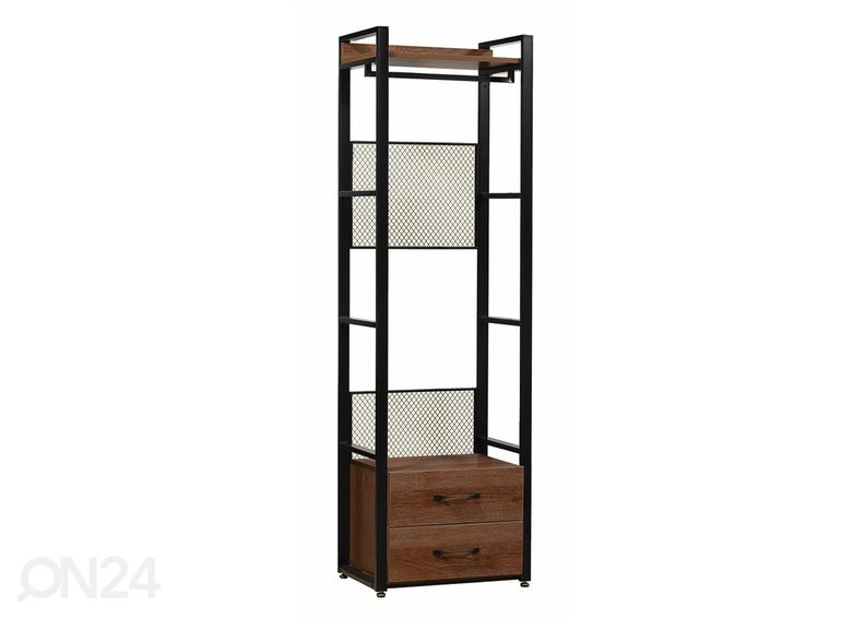 Vaatekaappijärjestelmä (2 hyllyä + 2 tankoa + laatikosto) 60x200 cm kuvasuurennos