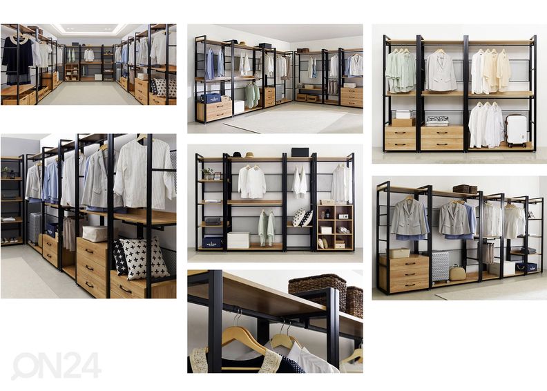 Vaatekaappijärjestelmä (3 hyllyä + 2 tankoa) 120x200 cm kuvasuurennos