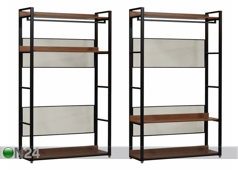 Vaatekaappijärjestelmä (3 hyllyä + 2 tankoa) 120x200 cm kuvasuurennos