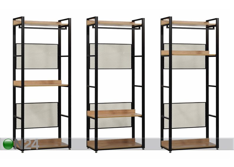 Vaatekaappijärjestelmä (3 hyllyä + 2 tankoa) 80x200 cm kuvasuurennos