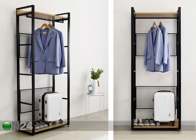 Vaatekaappijärjestelmä (3 hyllyä + 2 tankoa) 80x200 cm kuvasuurennos