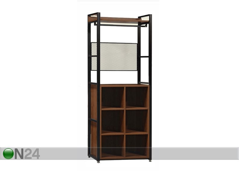 Vaatekaappijärjestelmä (3 hyllyä + 2 tankoa + kenkähylly) 80x200 cm kuvasuurennos