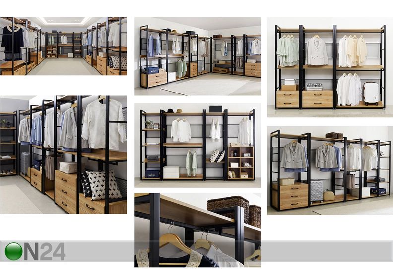 Vaatekaappijärjestelmä (5 hyllyä + 2 tankoa) 80x200 cm kuvasuurennos