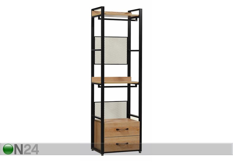 Vaatekaappijärjestelmä 60x200 cm (2 hyllyä + 2 tankoa + laatikosto) kuvasuurennos