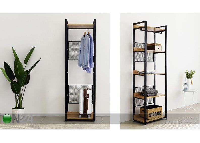 Vaatekaappijärjestelmä 60x200 cm (4 hyllyä + 2 tankoa) kuvasuurennos