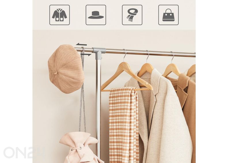 Vaaterekki pyörillä, hopeanvärinen kuvasuurennos