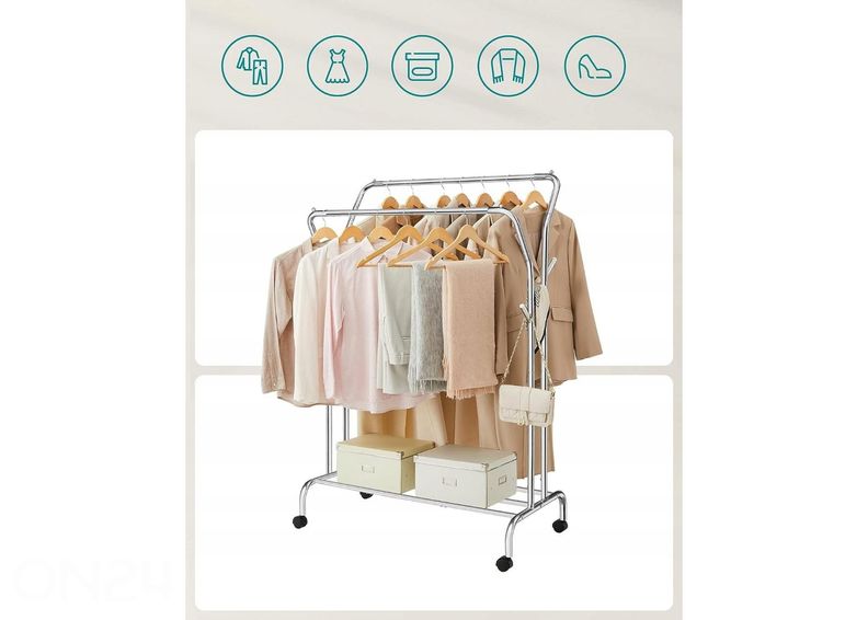 Vaaterekki pyörillä, kromi kuvasuurennos