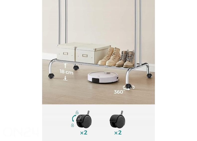 Vaaterekki pyörillä, kromi kuvasuurennos