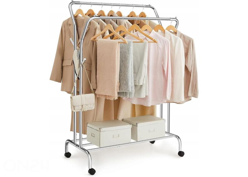 Vaaterekki pyörillä, kromi kuvasuurennos