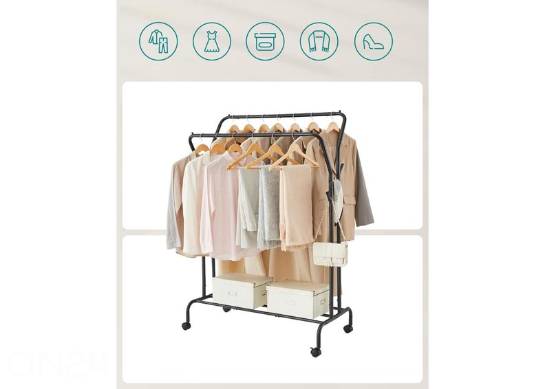 Vaaterekki pyörillä, musta kuvasuurennos