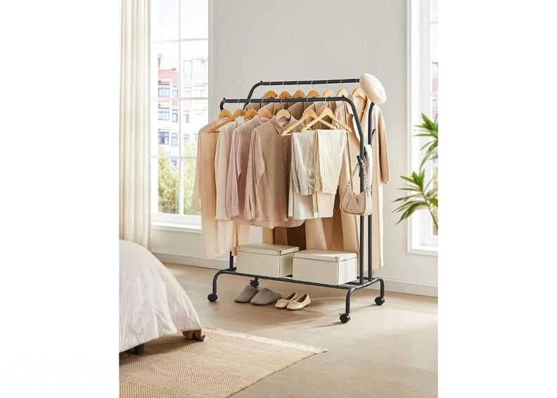 Vaaterekki pyörillä, musta kuvasuurennos