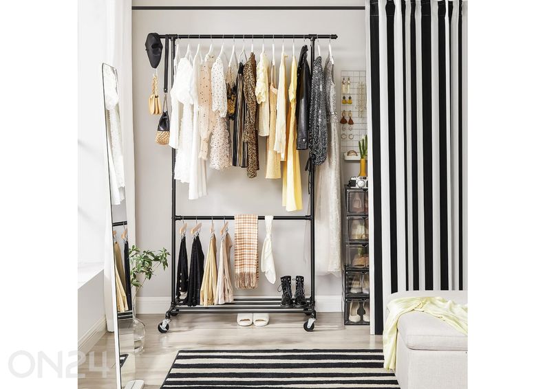 Vaaterekki pyörillä, musta kuvasuurennos