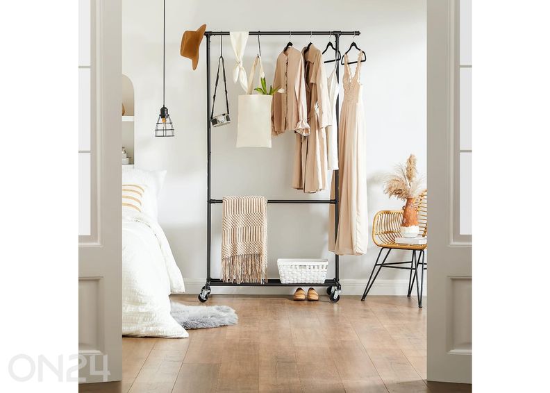 Vaaterekki pyörillä, musta kuvasuurennos