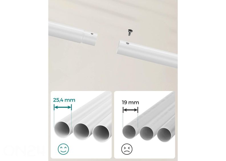 Vaaterekki pyörillä, valkoinen kuvasuurennos