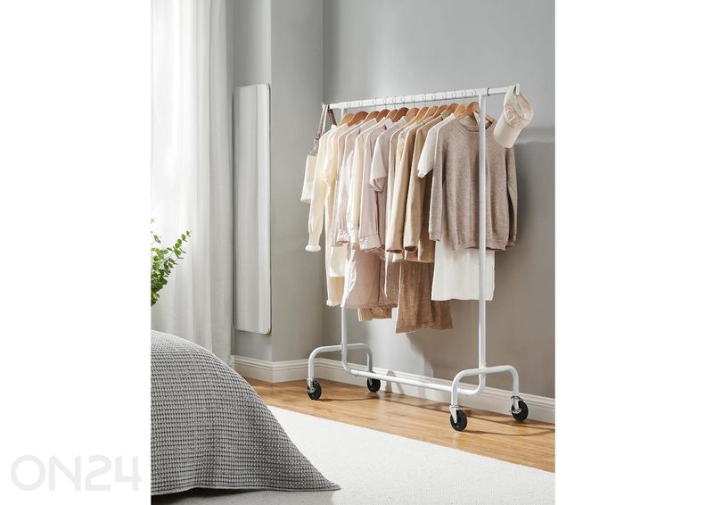 Vaaterekki pyörillä, valkoinen kuvasuurennos