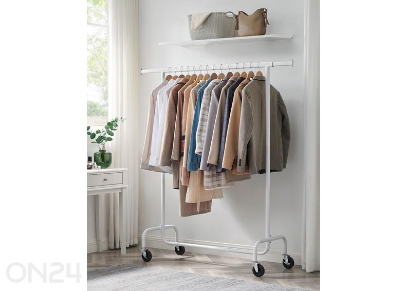 Vaaterekki pyörillä, valkoinen kuvasuurennos