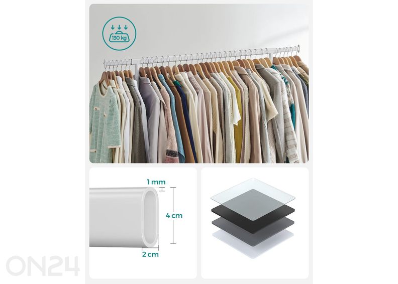 Vaaterekki pyörillä, valkoinen kuvasuurennos