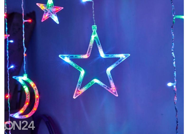 Valoverho Kuu ja Tähdet 2.5 m 138LED monivärinen kuvasuurennos