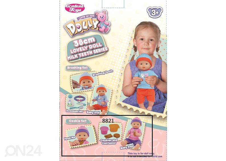 Vauvanukke 38 cm ensimmäisillä hampailla kuvasuurennos