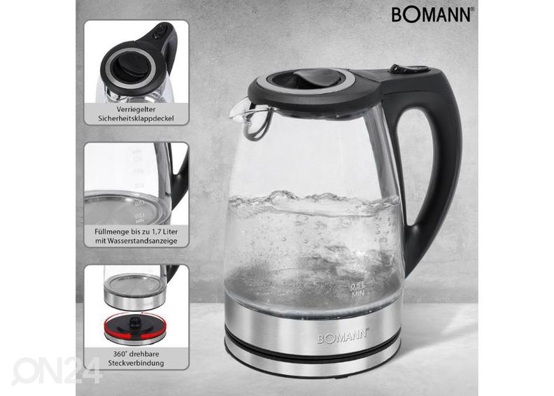 Vedenkeitin lasikannulla Bomann kuvasuurennos