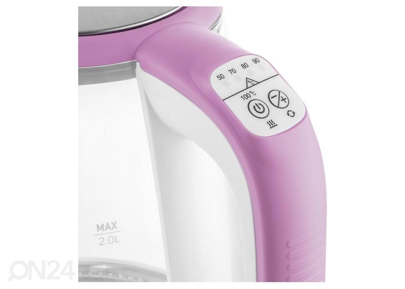 Vedenkeitin lasikuorella Sencor 2 L SWK2198RS, vaaleanpunainen kuvasuurennos