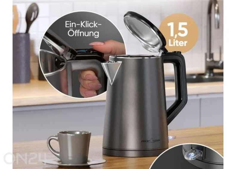 Vedenkeitin ProfiCook 1,5 L PCWK1290, grafiitinharmaa kuvasuurennos