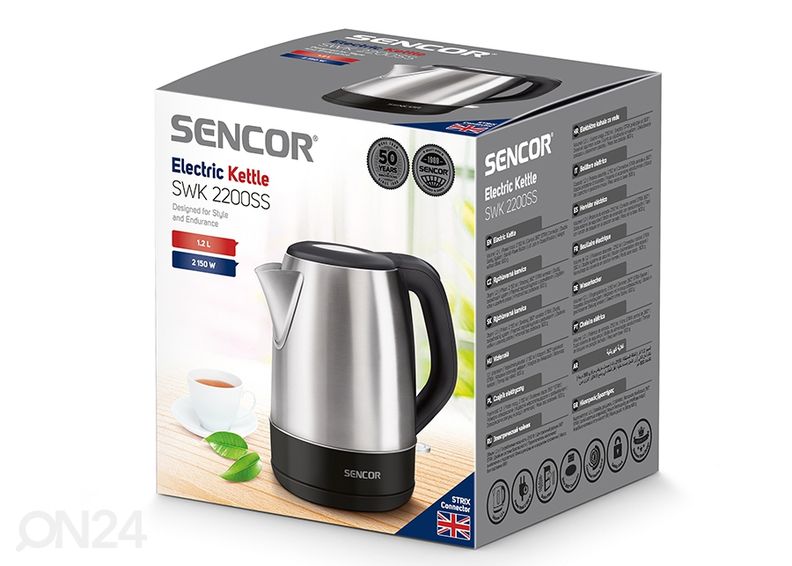 Vedenkeitin Sencor 1,2 L SWK2200SS kuvasuurennos