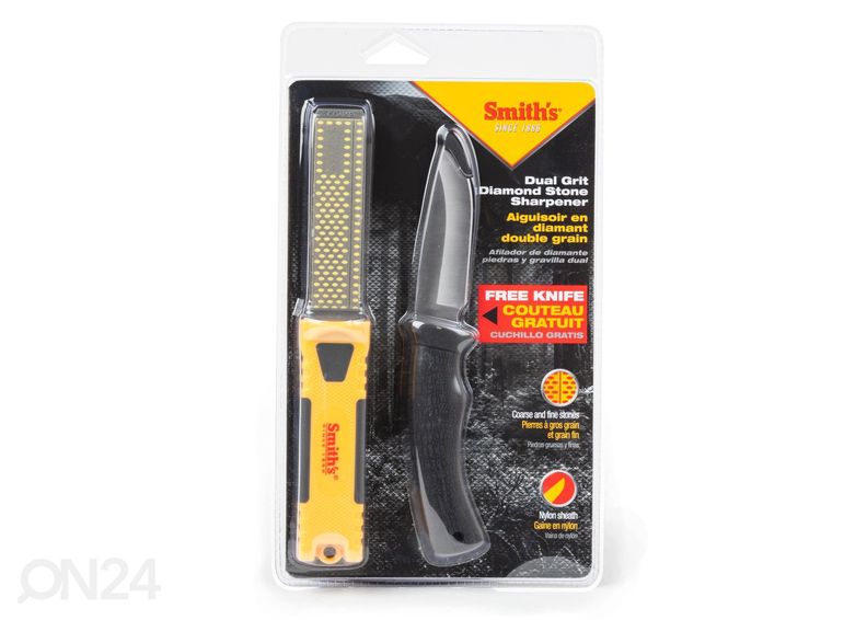 Veitsenteroitin Smiths Dual Grit Diamond + metsästyspuukko kuvasuurennos