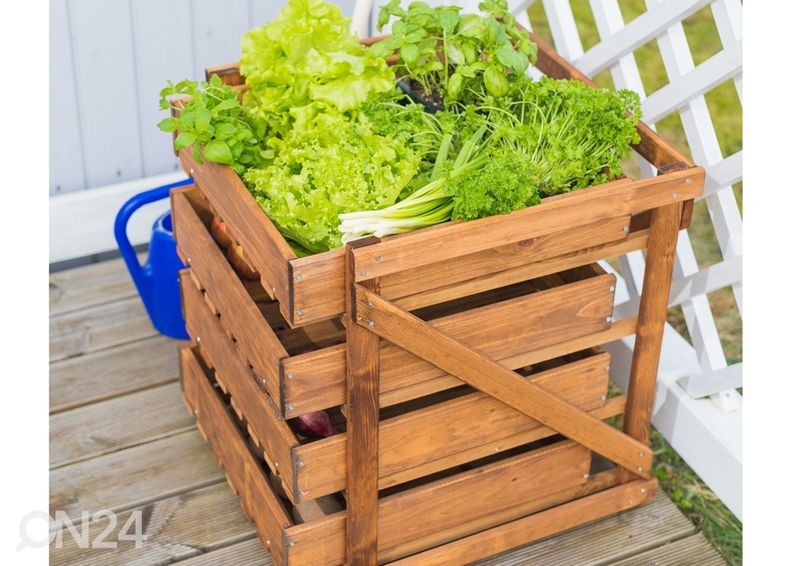 Vihanneshylly laatikoilla kuvasuurennos