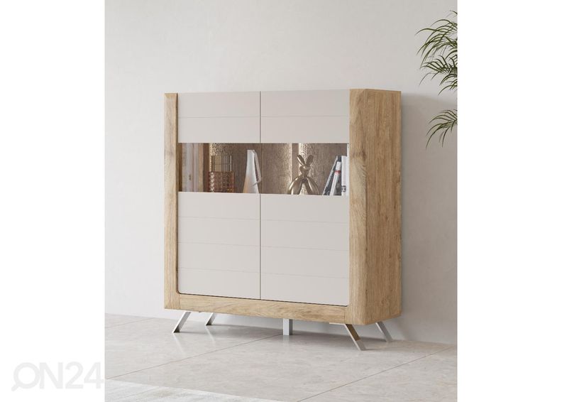 Vitriinikaappi Cassandra 128 cm, tammi/kashmir kuvasuurennos