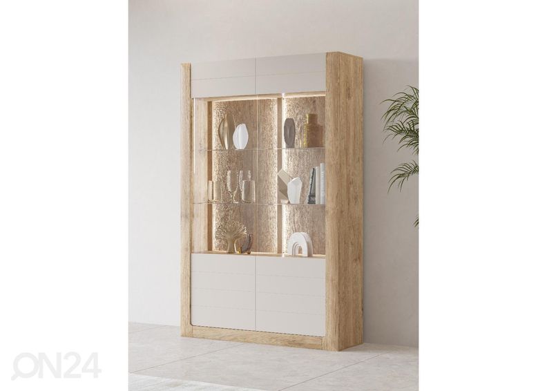 Vitriinikaappi Cassandra 129 cm, tammi/kashmir kuvasuurennos