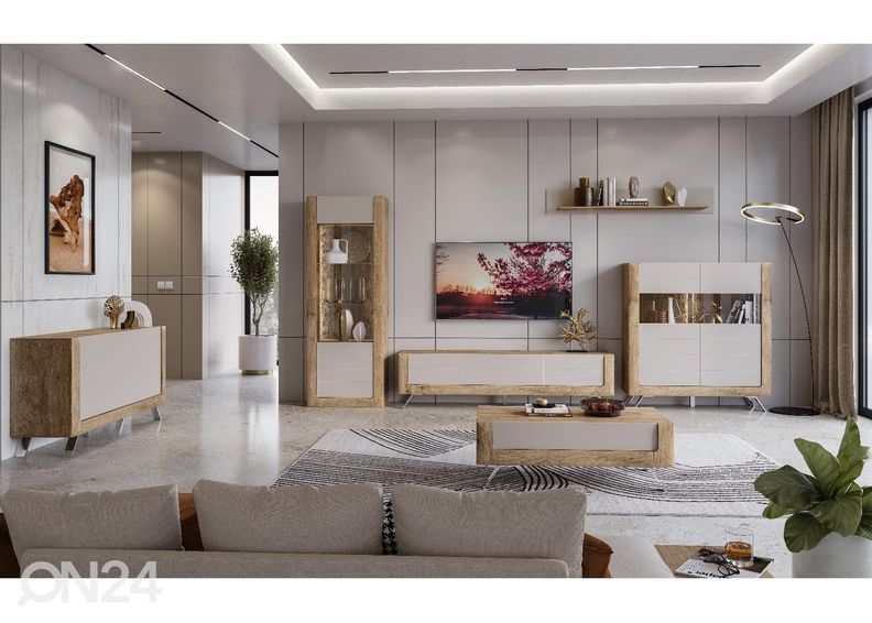 Vitriinikaappi Cassandra 73 cm, tammi/kashmir kuvasuurennos