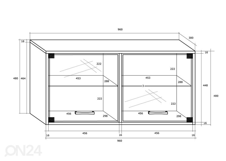 Vitriinikaappi Jameson 96 cm kuvasuurennos