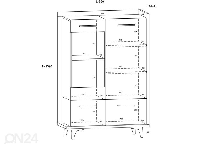 Vitriinikaappi Kinsale 95 cm kuvasuurennos