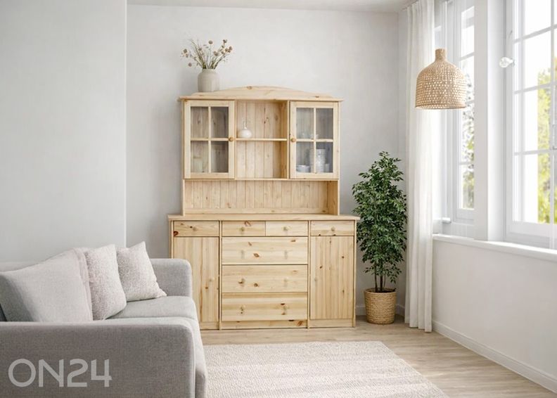 Vitriinikaappi, mänty kuvasuurennos