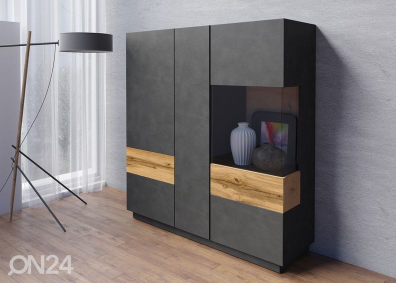 Vitriinikaappi, matera/ tammi kuvasuurennos