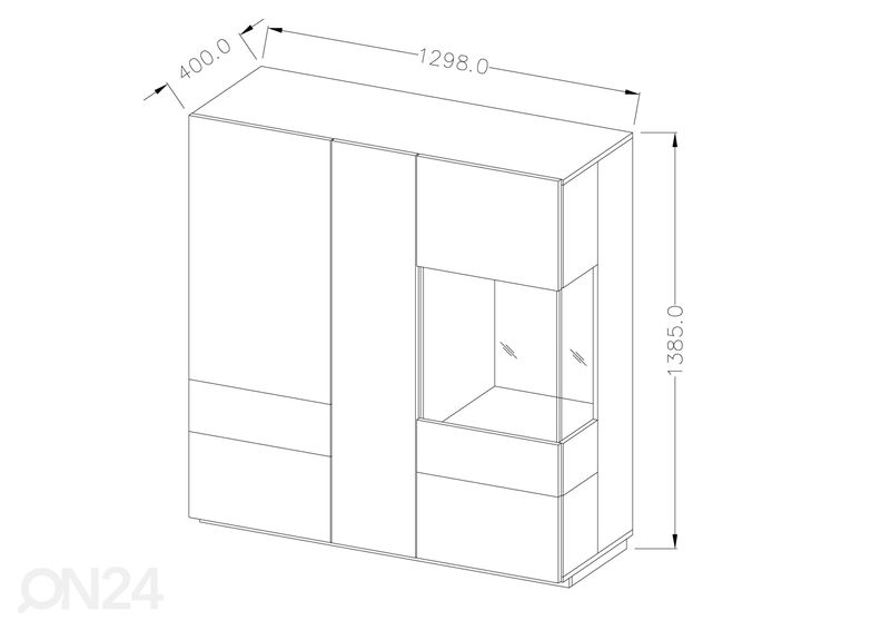 Vitriinikaappi, matera/ tammi kuvasuurennos
