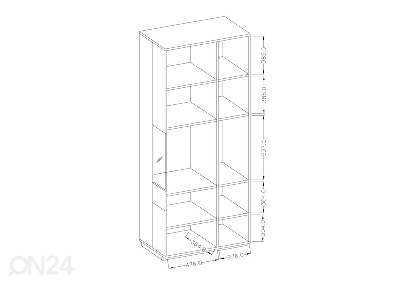Vitriinikaappi matera/ tammi, vasen kuvasuurennos
