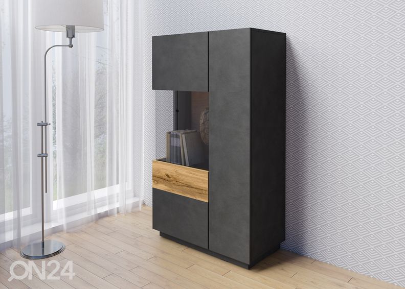 Vitriinikaappi matera/ tammi, vasen kuvasuurennos