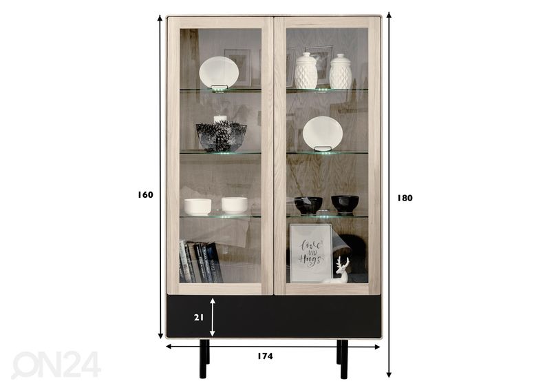 Vitriinikaappi Tokyo 107 cm, valkoinen öljy kuvasuurennos