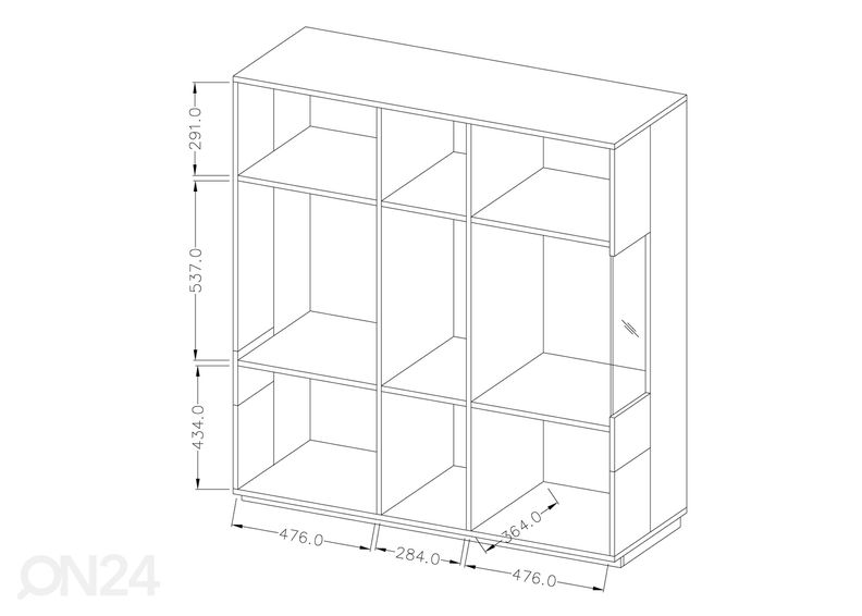 Vitriinikaappi, valkoinen/ tammi kuvasuurennos