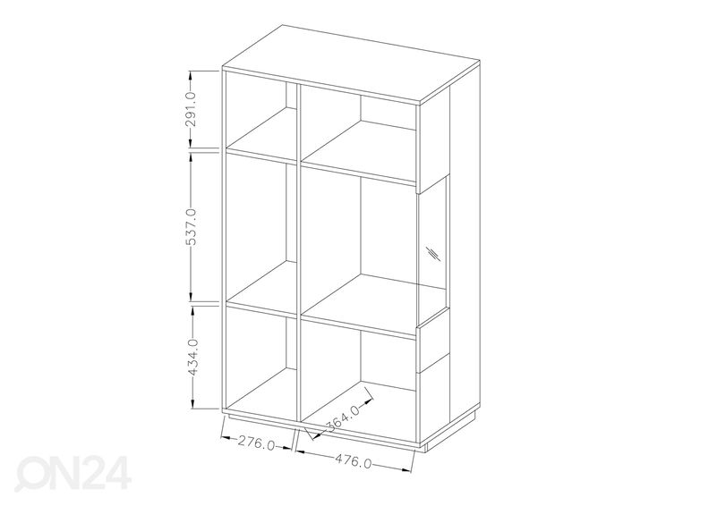 Vitriinikaappi, valkoinen/ tammi oikea kuvasuurennos