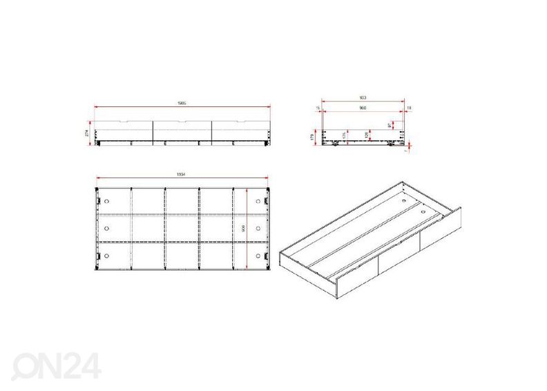 Vuodevaatelaatikko Margrit, valkoinen kuvasuurennos