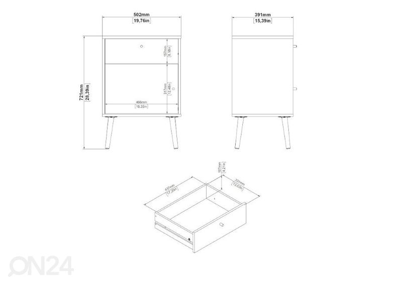 Yöpöytä Bodo 50 cm kuvasuurennos