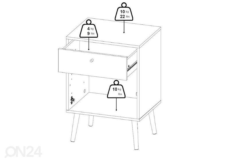 Yöpöytä Bodo 50 cm kuvasuurennos