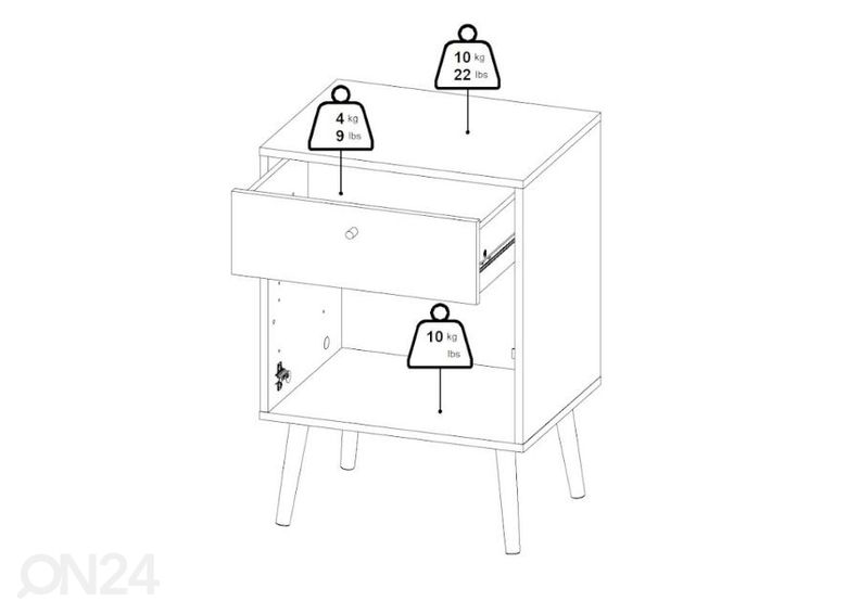 Yöpöytä Bodo 50 cm kuvasuurennos