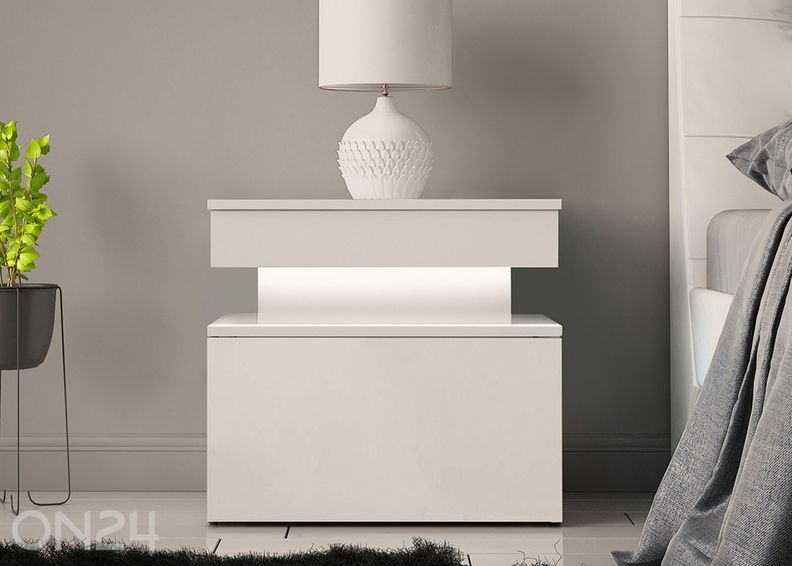 Yöpöytä Glossa 55 cm + LED kuvasuurennos