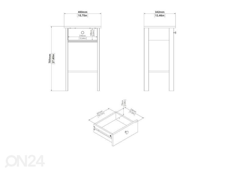 Yöpöytä Madrid 40 cm kuvasuurennos