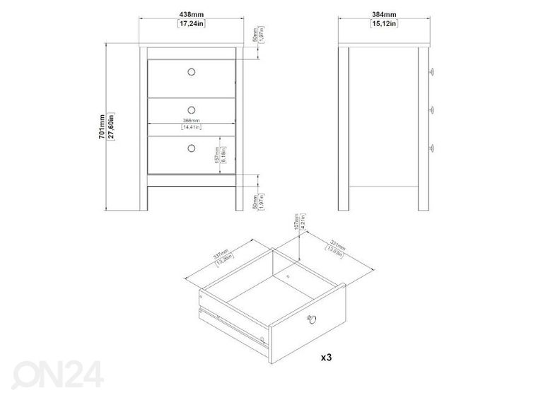 Yöpöytä Madrid 44 cm kuvasuurennos
