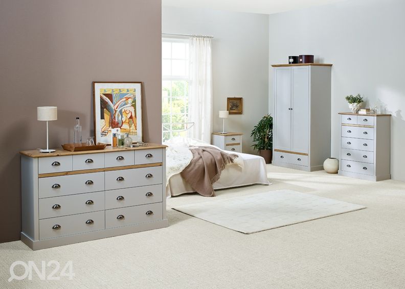 Yöpöytä SANDRINGHAM, harmaa/tammipetsi kuvasuurennos